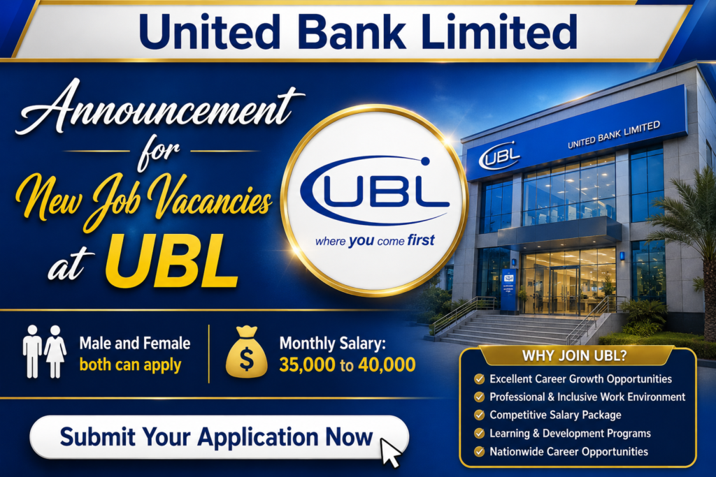 UBL Jobs 2026 – Apply Online for United Bank Limited Careers in Pakistan